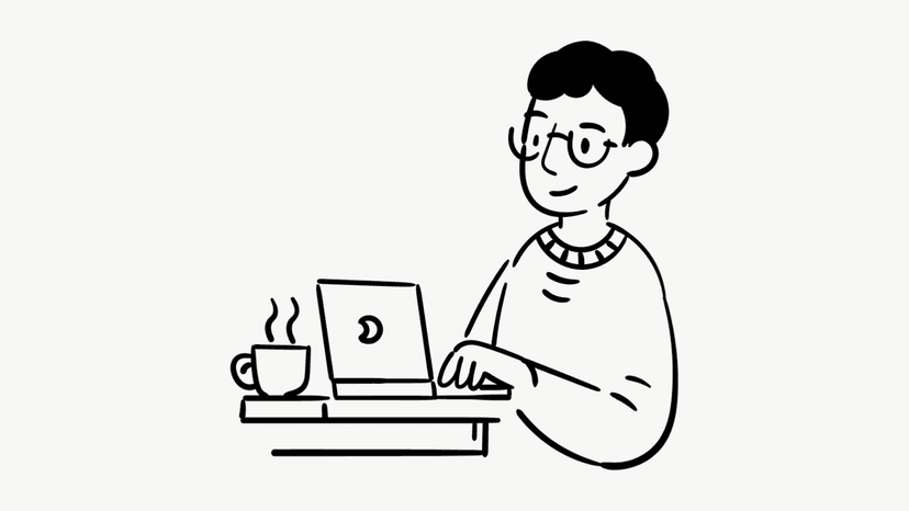 Illustration of a person using a laptop